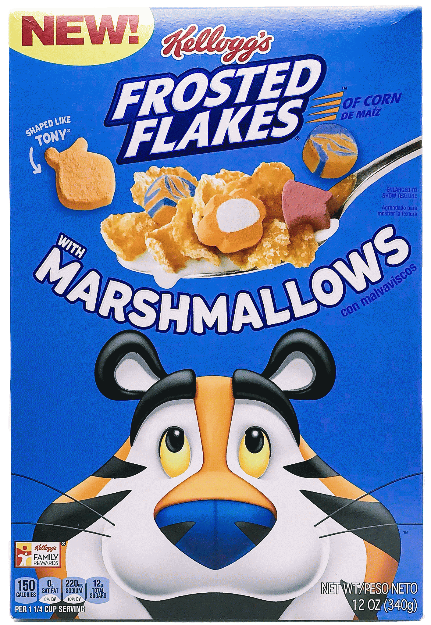 Kellogg Frosted Flakes corn flakes cereal with tony shaped marshmallows, box Full-Size Picture